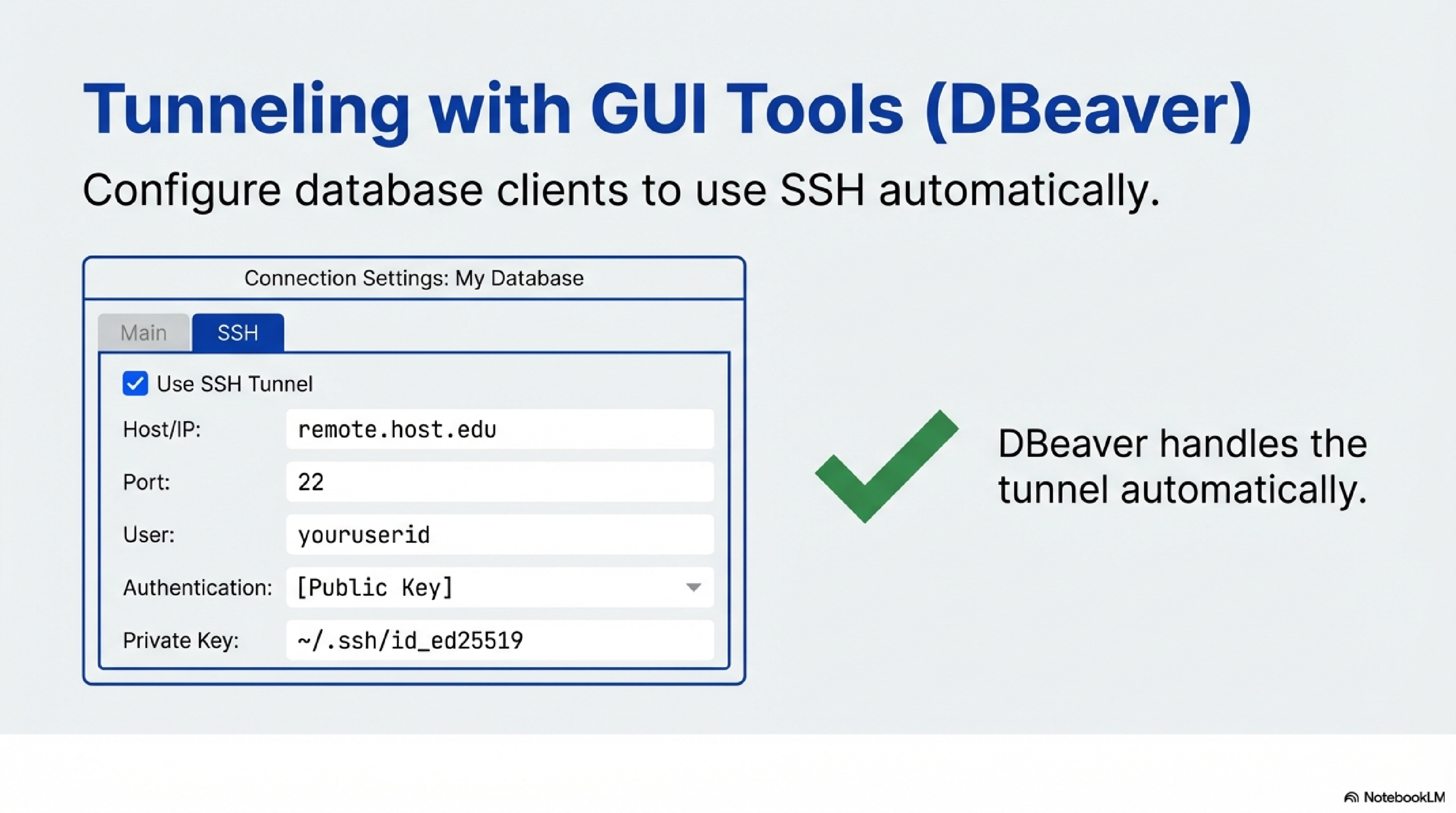 Using SSH tunneling in DBeaver